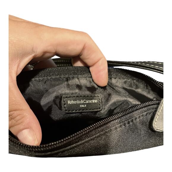 ROBERTA DI CAMERINO Mini Black Tote Nylon Italy Single Strap Zip Closure - Picture 5 of 10